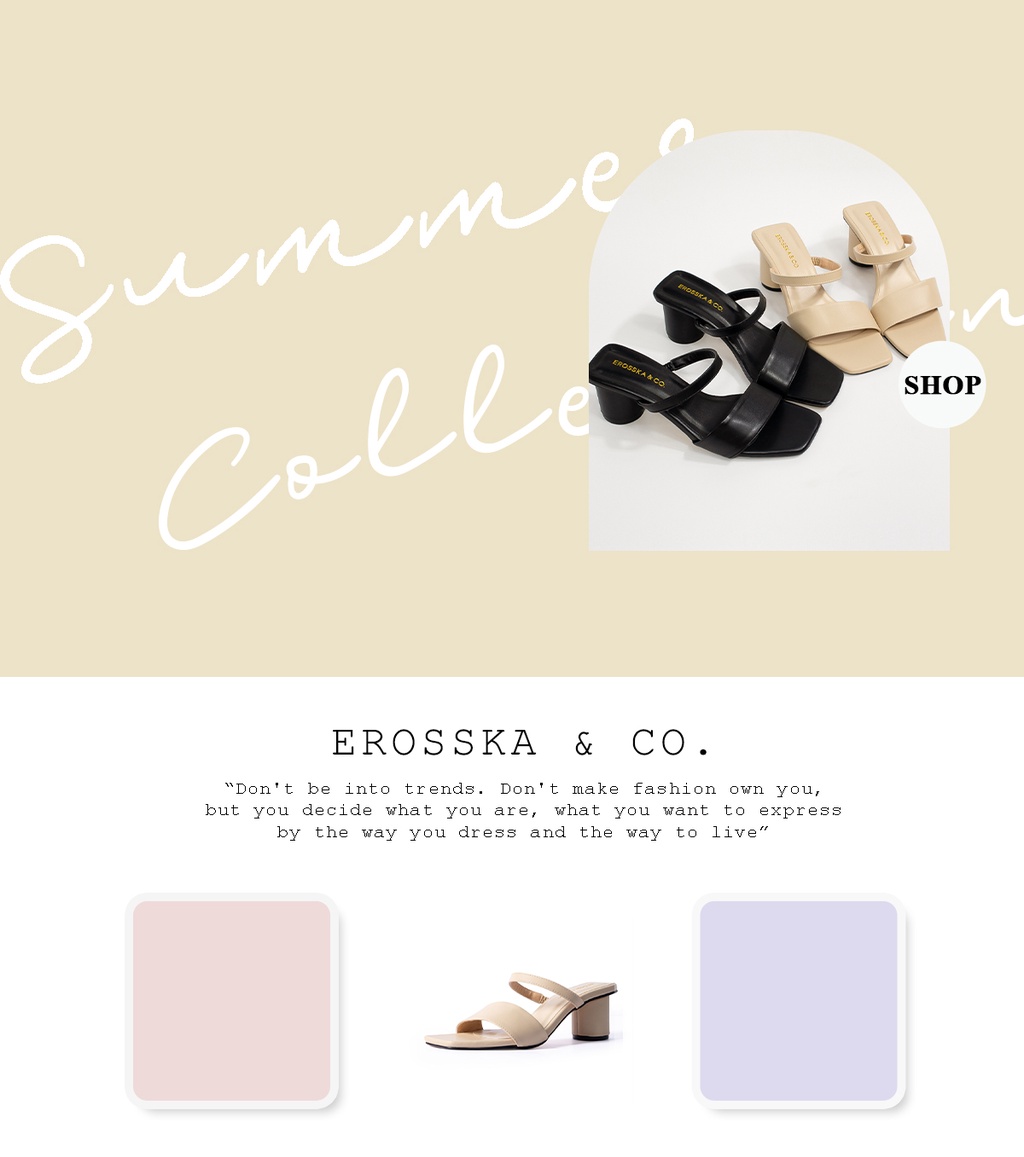 Mô tả Giày sandal cao gót Erosska mũi vuông phối gót tròn cao 5m màu kem _ EB026 - 1