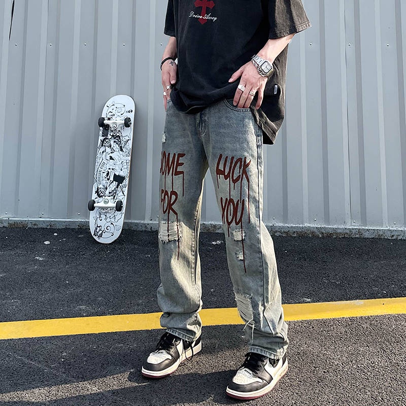 American Hot Straight Loose Street Casual Jeans