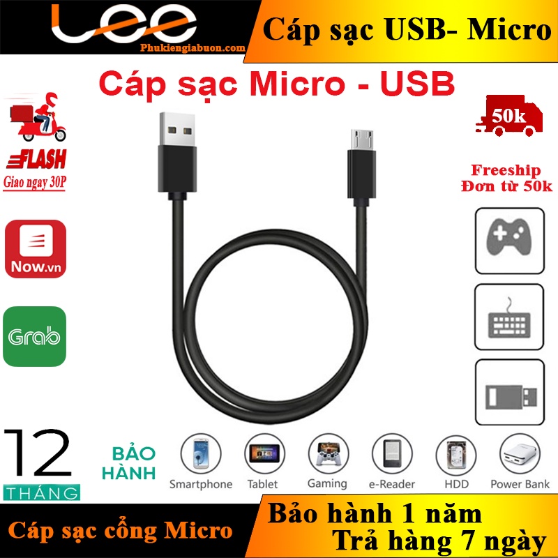Cáp sạc nhanh và truyền dữ liệu cổng Micro USB 2.4A (Moto-Black) Bảo ...