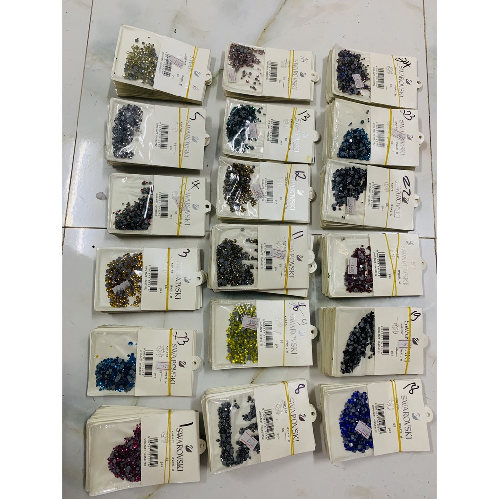 Đá Túi (1440 viên) SWAROVSKI Chân Lưới Đính Móng - Đá Nail Mix Size Siêu Bền Siêu Sáng Cam Kết Không Bong Chân