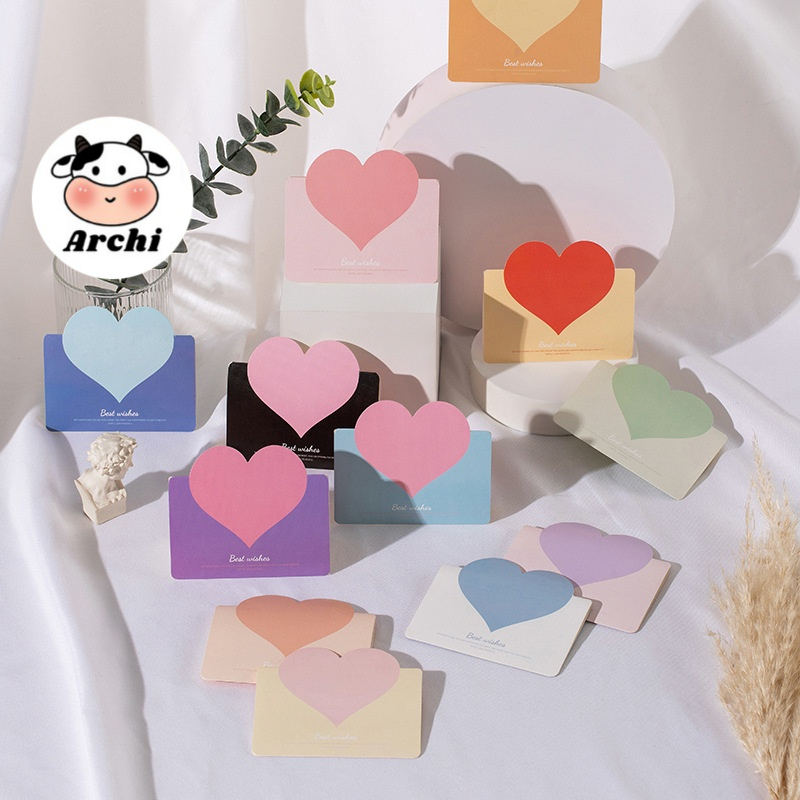[Combo 10] Thiệp quà tặng in hình đáng yêu siêu rẻ đẹp mẫu trái tim