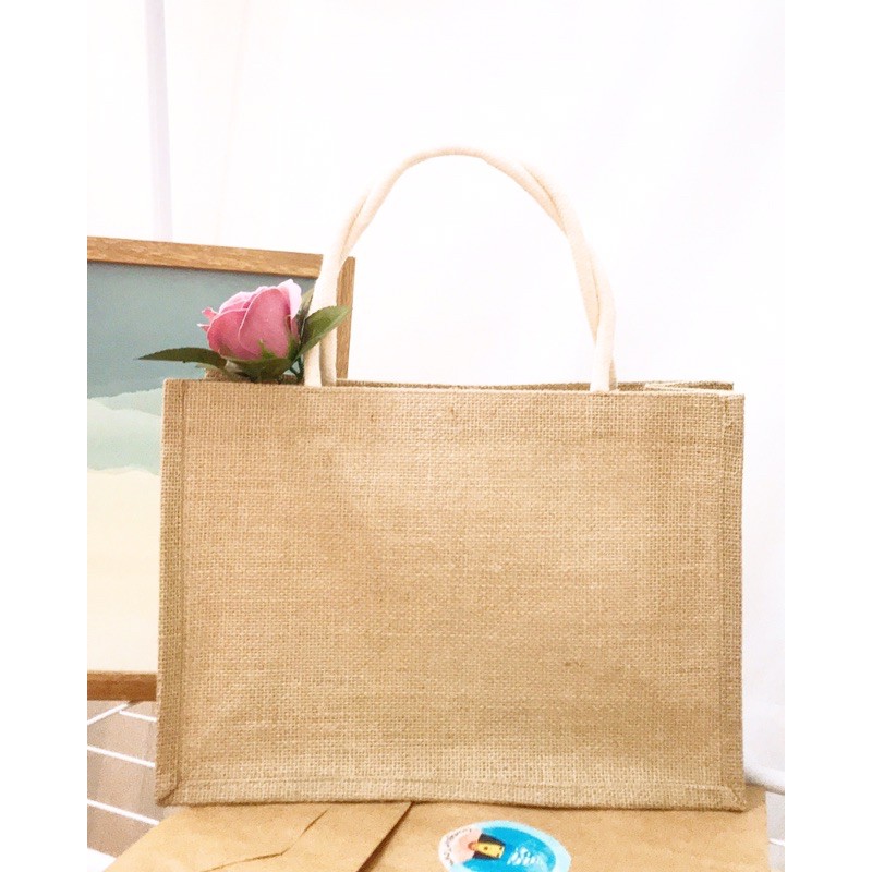 Túi cói bố trơn 33x24x12cm
