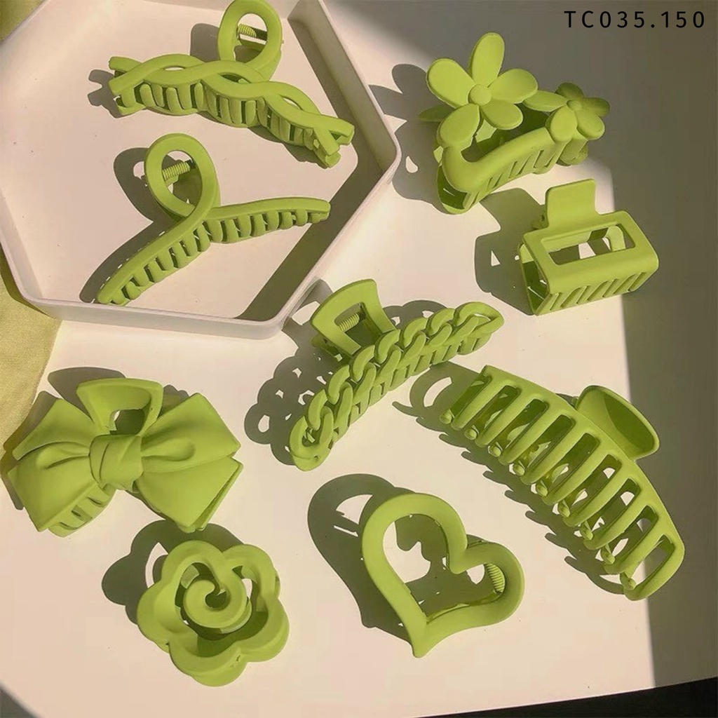 Set kẹp tóc Maihouse nhiều kiểu dáng xinh xắn lớn nhỏ màu xanh lá xanh biển xanh bơ trẻ trung - TC035