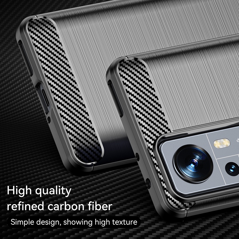 Dành cho Xiaomi 12 / 12 Pro Kết cấu chải siêu mỏng Vỏ TPU mềm chống sốc