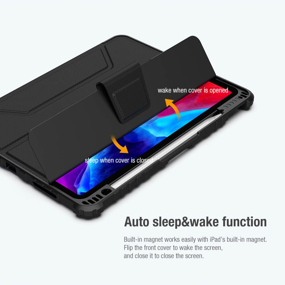 Nillkin Cho Apple iPad Pro Air 13 / 11 12.9 2021 2020 2022 / A16 / Air 10.9 / 7 8 9 10th Gen / Air 4 5 2025 / 10.2 / Mini 6 / 7 2024 Vỏ Bao Da Thông Minh Có Hộp Đựng Bút Chì