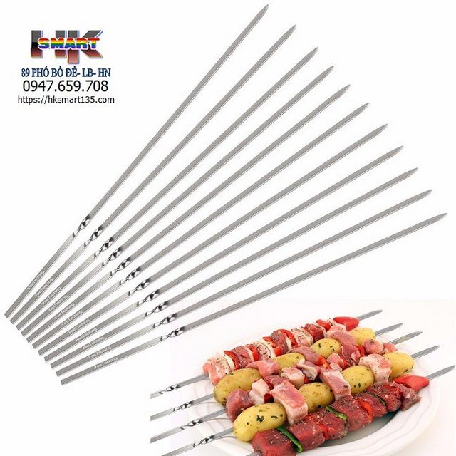 QUE XIÊN NƯỚNG THỊT CHẤT LIỆU INOX CAO CẤP, SÁNG BÓNG, BỀN ĐẸP | Shopee ...