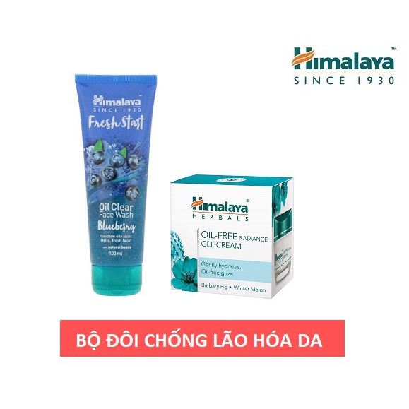 Bộ dưỡng ẩm chống lão hóa Himalaya Blueberry Face Wash 100ml + Oil free gel cream 50ml