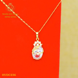 Dây Chuyền, Vòng Cổ Nữ Mặt Đính Đá, Titan Xi Mạ Vàng Non 24k Cao Cấp - Trang Sức Hava Hong Kong