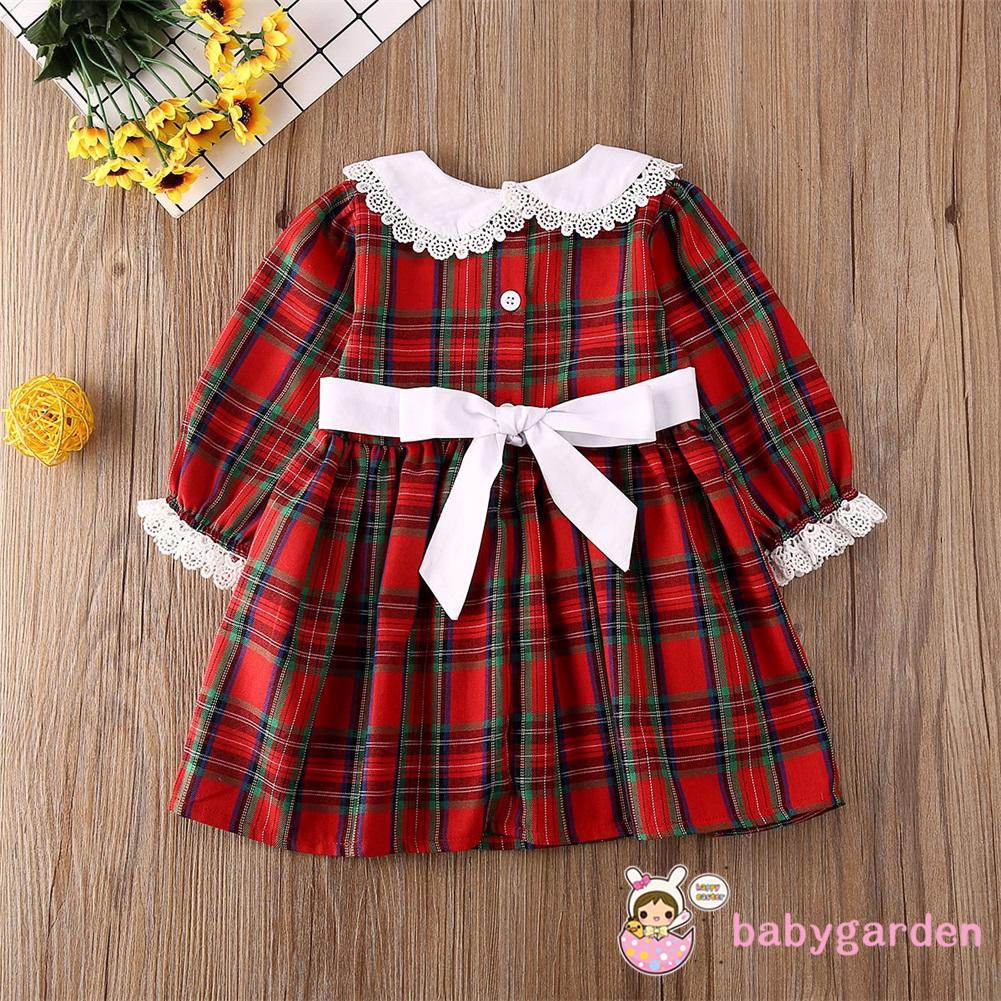 Bộ Áo Liền Quần Caro Tay Dài Dễ Thương Cho Bé Gái