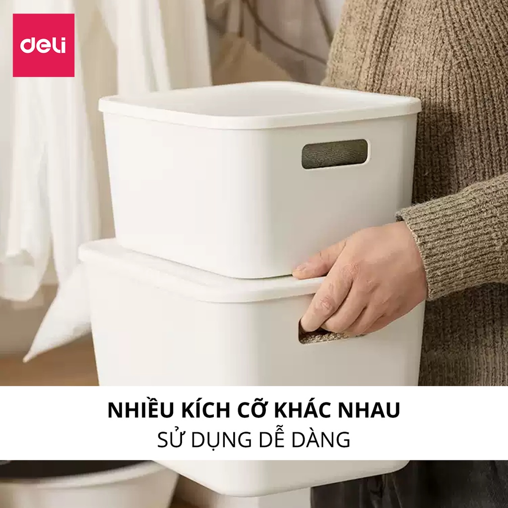 Hộp Đựng Đồ Có Nắp Deli Cỡ Siêu Lớn Có Tay Cầm Đa Năng Nắp Đậy Chống Bụi, Hộp Đựng Quần Áo, Đồ Chơi