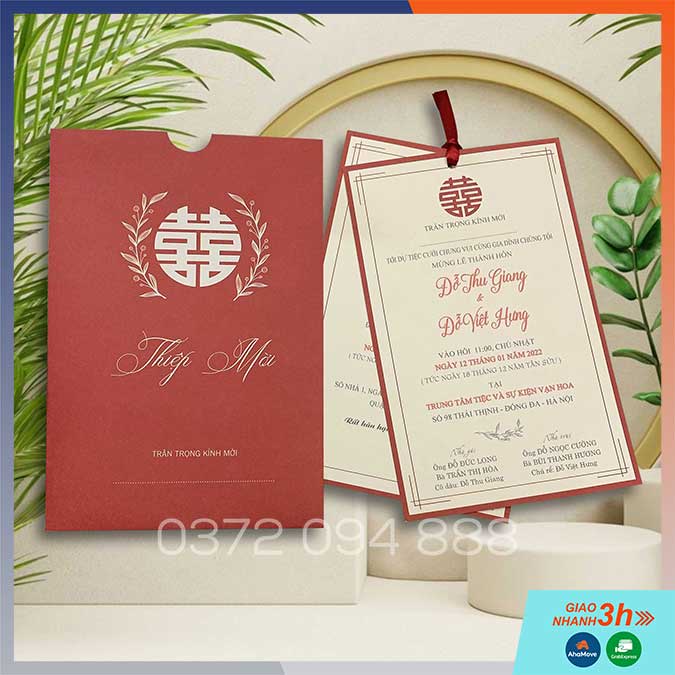 THIỆP CƯỚI PHONG BÌ - CÓ DÂY RÚT - TN 13 | Shopee Việt Nam