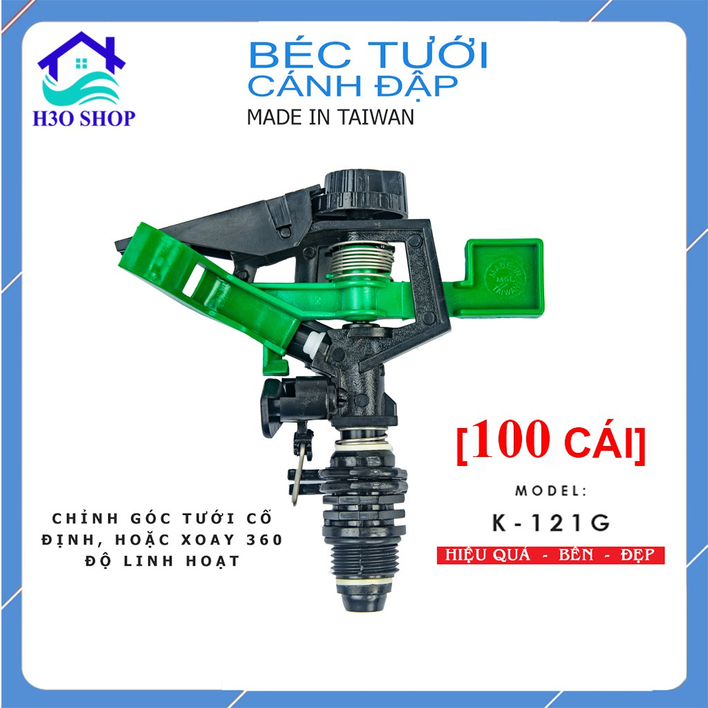 [100 cái] Béc tưới cánh đập TAIWAN B-121-X ren 21mm, béc tưới chỉnh góc