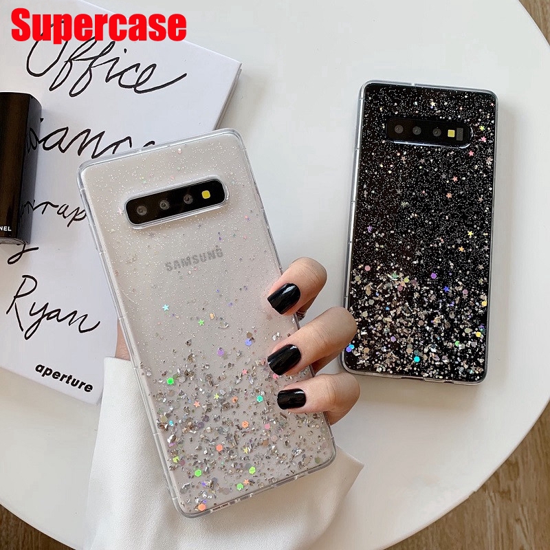 Ốp điện thoại mềm trong suốt lấp lánh Bling Star cho Samsung Galaxy S10 S9 S8 Note 10 Plus