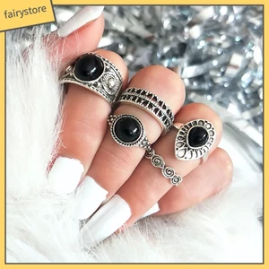 Set 5 Nhẫn Đeo Khớp Ngón Tay Phong Cách Cổ Điển Thời Trang Cho Nữ