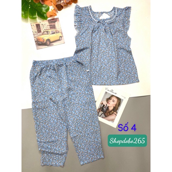 Đồ bộ nữ,đồ ngủ mặc nhà lửng 9 tấc vải lụa mango BL 54 họa tiết hoa nhí siêu cute size đại 61-67kg.