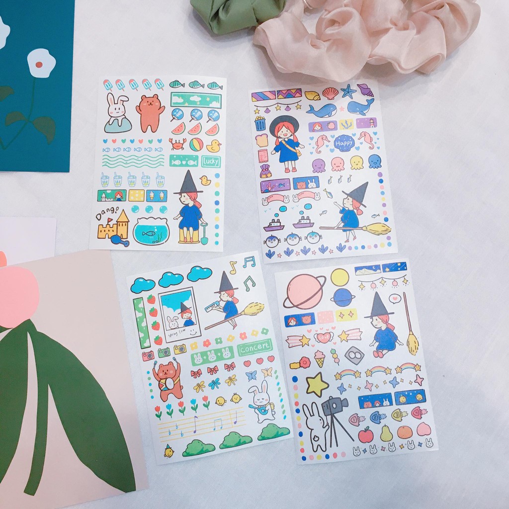 Magic Fische Sticker/Etiketten – 1 Blatt, Selbstklebend, Für Dekoration & Basteln