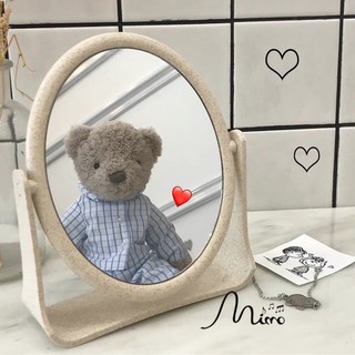 Gương Để Bàn💚CAM KẾT CHUẨN💚 Gương Trang Điểm Để Bàn 2 Mặt Xoay Chất Liệu Lúa Mạch Bền Chắc