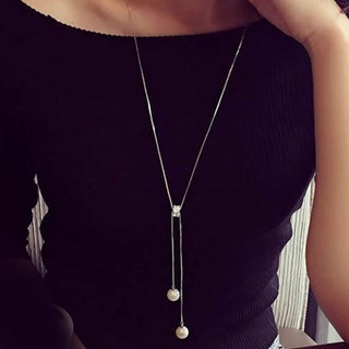 Dây chuyền dài 2 hạt ngọc nhân tạo thời trang BH297