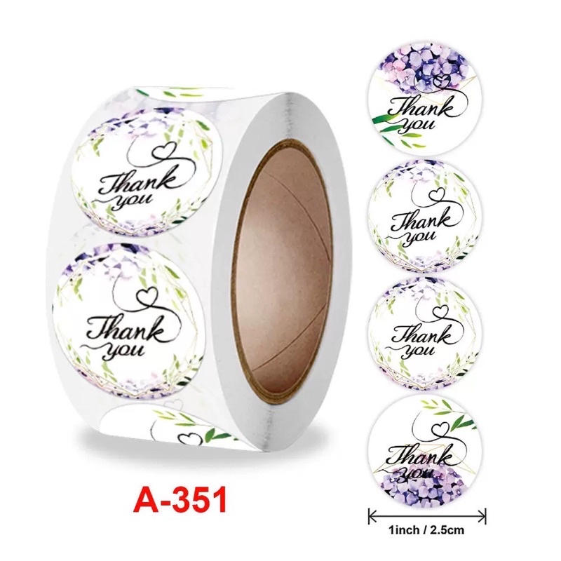 500-100 sticker nhãn dán Thank you kích thước 2.5cm nhiều mẫu sẵn keo ...