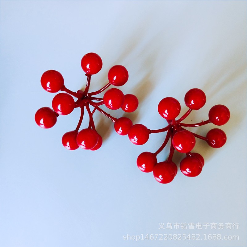 Combo 5 Chùm sung tròn đỏ trơn - Chùm quả trang trí Giáng Sinh - Phụ kiện trang trí cây thông Noel hoặc vòng nguyệt quế