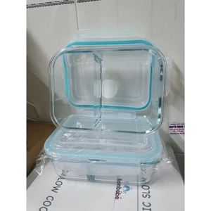 Hộp thuỷ tinh chịu nhiệt chữ nhật 1lit, chia 2 ngăn.