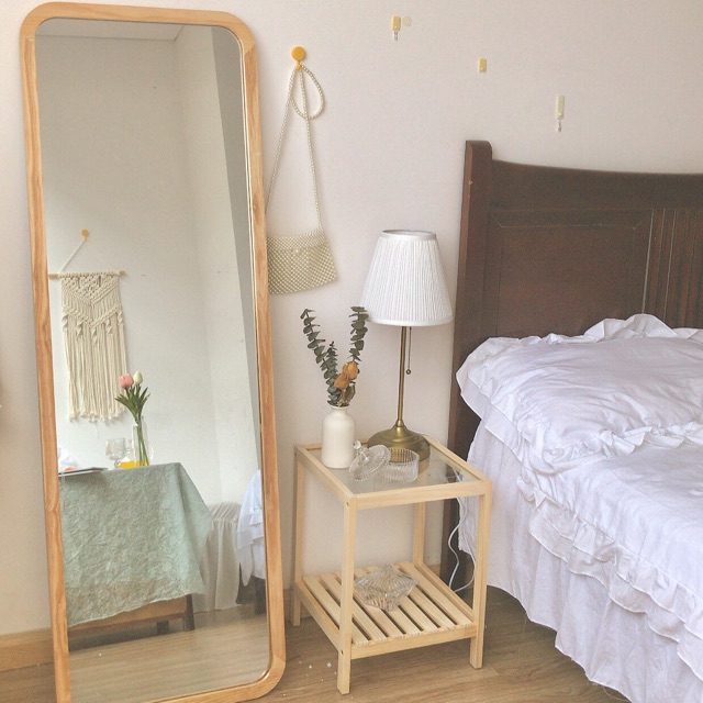 Gương trang trí viền gỗ bo góc, gương decor phòng ngủ, gương gỗ ...