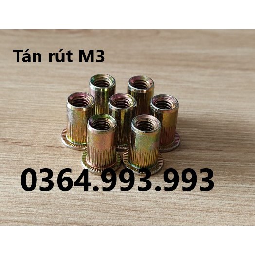 Gói 100 cái Tán rút M3/ Ecu rút M3/ Đinh tán rút M3. Chất liệu: Mạ kẽm ...