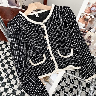 Áo Khoác blazer Tay Dài Dáng Rộng Họa Tiết Kẻ Ô Vuông Phong Cách Hàn Quốc Cổ Điển Thời Trang Cho Nữ Hàng