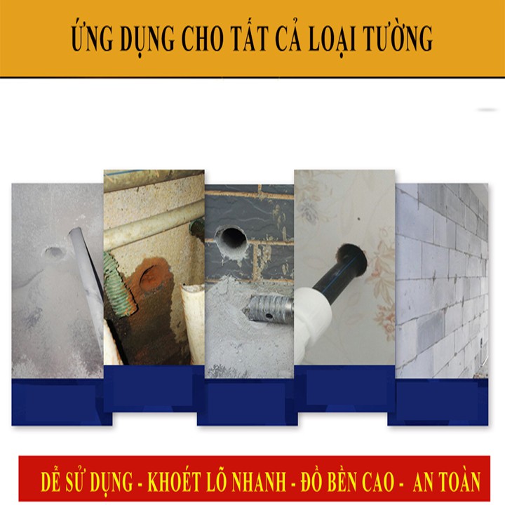 Mũi khoét bê tông , mũi khoét lỗ tường đi ống nước ống điều hòa , mũi khoan rút lõi tường từ 30 tới 60mm