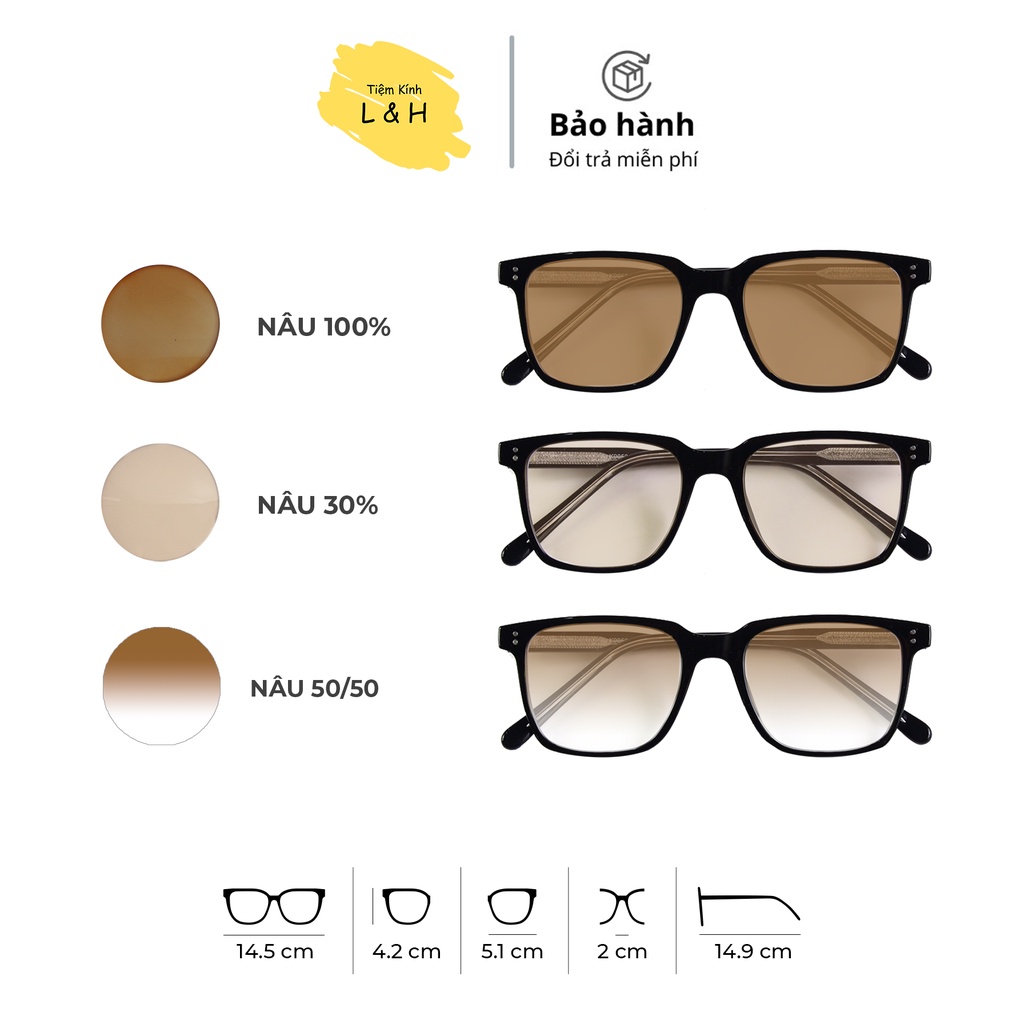 Kính râm chống UV vuông K9050 đen dành cho nam nữ [KHÔNG CẬN - CÓ CẬN ...