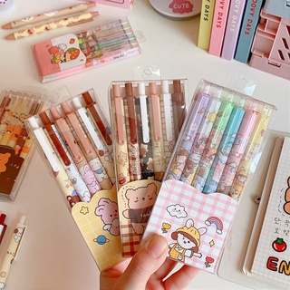 Set 6 Bút Bi Mực Đen Ngòi 0.5Mm Thiết Kế Dễ Thương Có Thể Thu Gọn Tiện Dụng