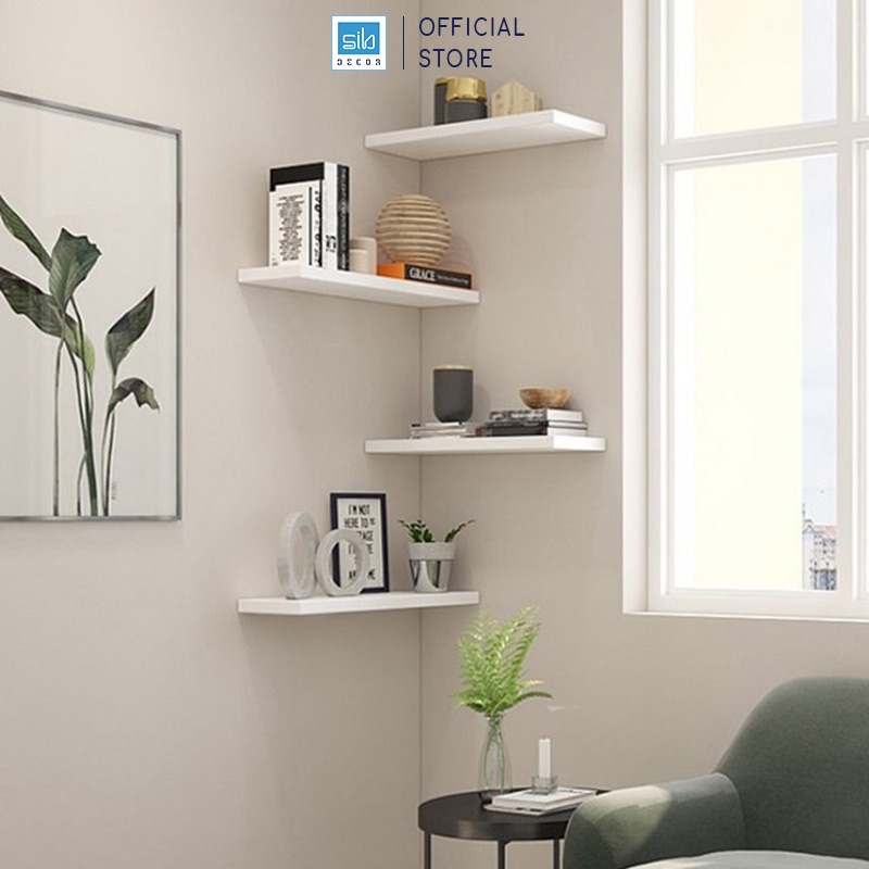 Ảnh Kệ Treo Tường Rộng 20cm, Dày 25mm Màu Trắng SIB Decor Chiều Dài 60/80cm KT005 2