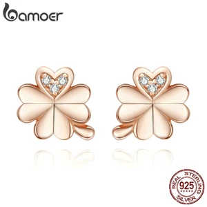 Bamoer Bông Tai Bạc 925 Hình Cỏ Bốn Lá Chống Dị Ứng bse233