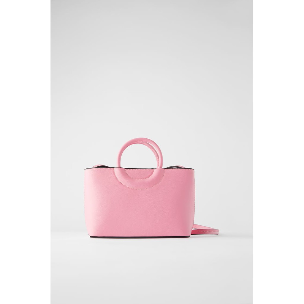 Zara mini tote bag with round handles hotsell