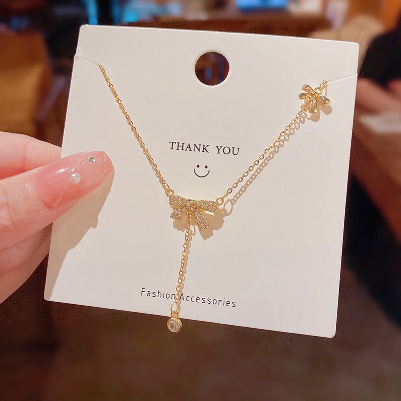 Vòng Cổ Choker Thép Titan Đính Nơ Tua Rua Phong Cách Mới