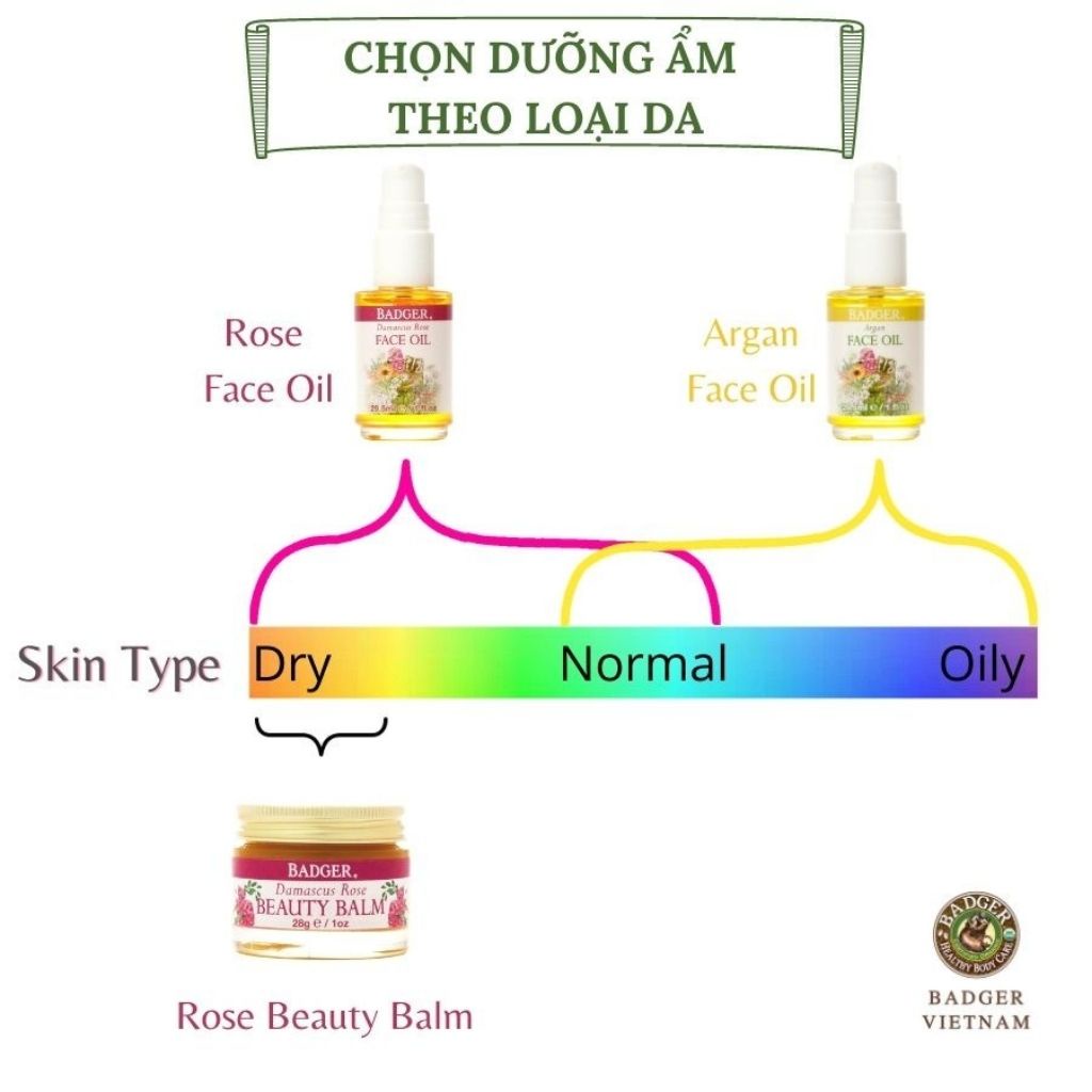 Mô tả Dầu dưỡng da hữu cơ cho da nhờn mụn và hỗn hợp BADGER Argan organic face oil serum - 29.5ML - 3