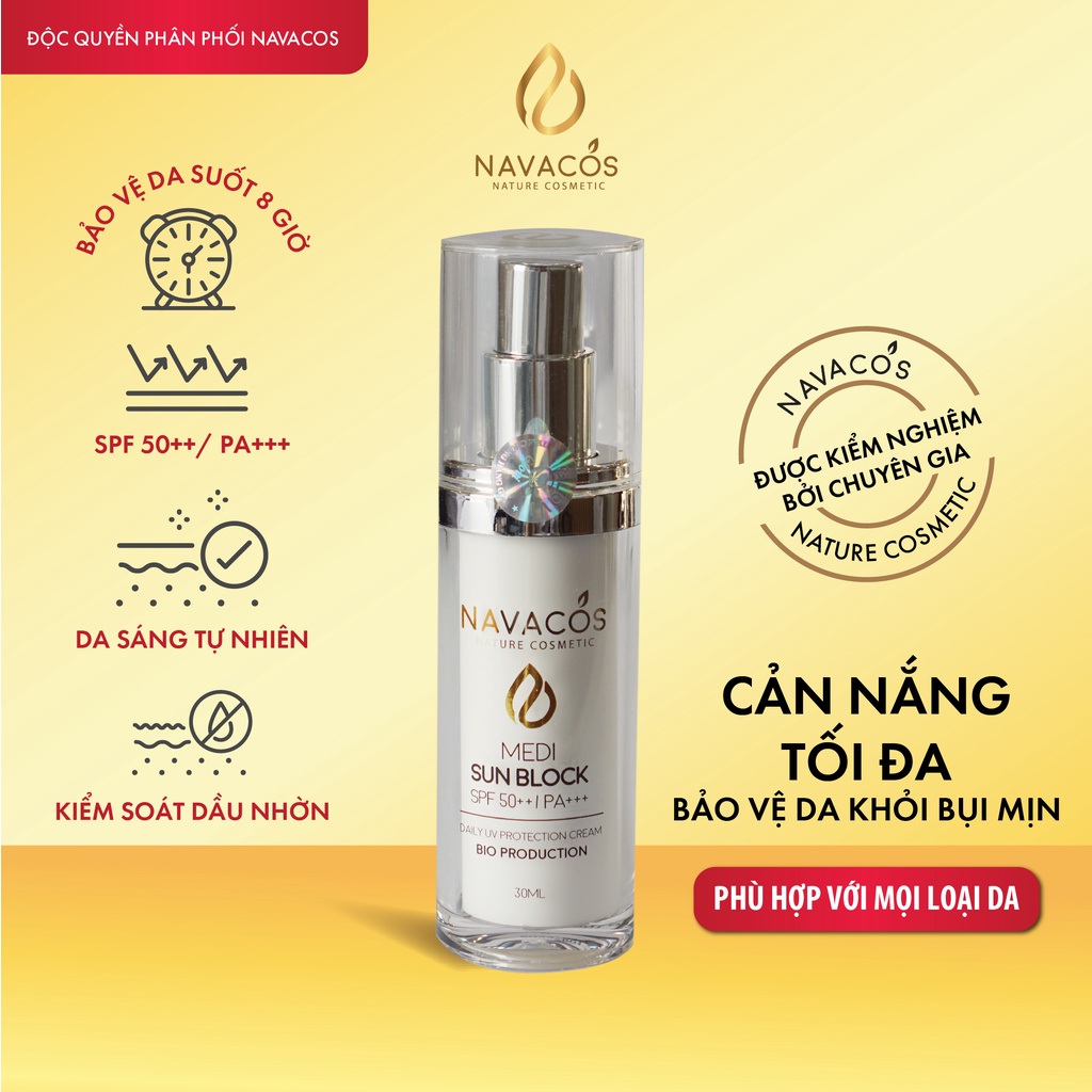 (Chính Hãng) Kem chống nắng nâng tone da Navacos Medi Sunblock 30ml - dành cho mọi loại da