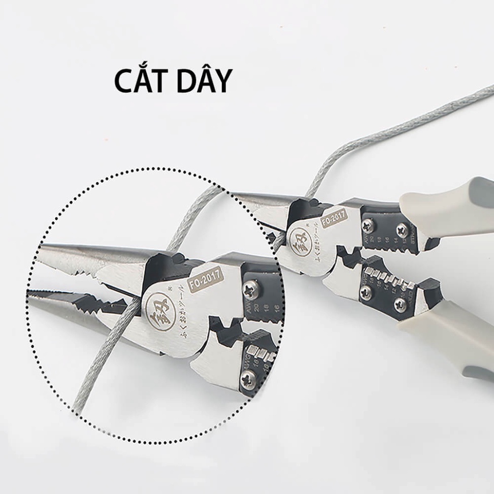 Kìm Nhọn Kìm Bằng Kềm Đa Năng Nhật Bản 5 trong 1 FUKOUKA Kẹp-Cắt-Uốn-Cuộn-Tuốt dây Dụng Cụ Điện Nước