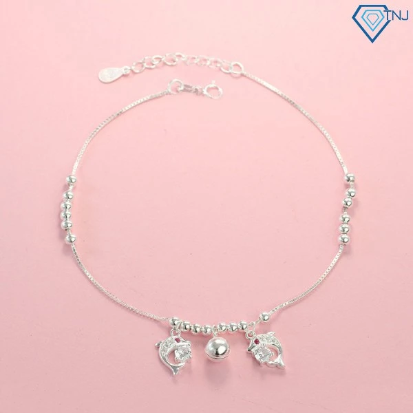 Lắc chân nữ bạc đẹp hình cá heo may mắn LCN0048 Trang Sức TNJ — ảnh 1