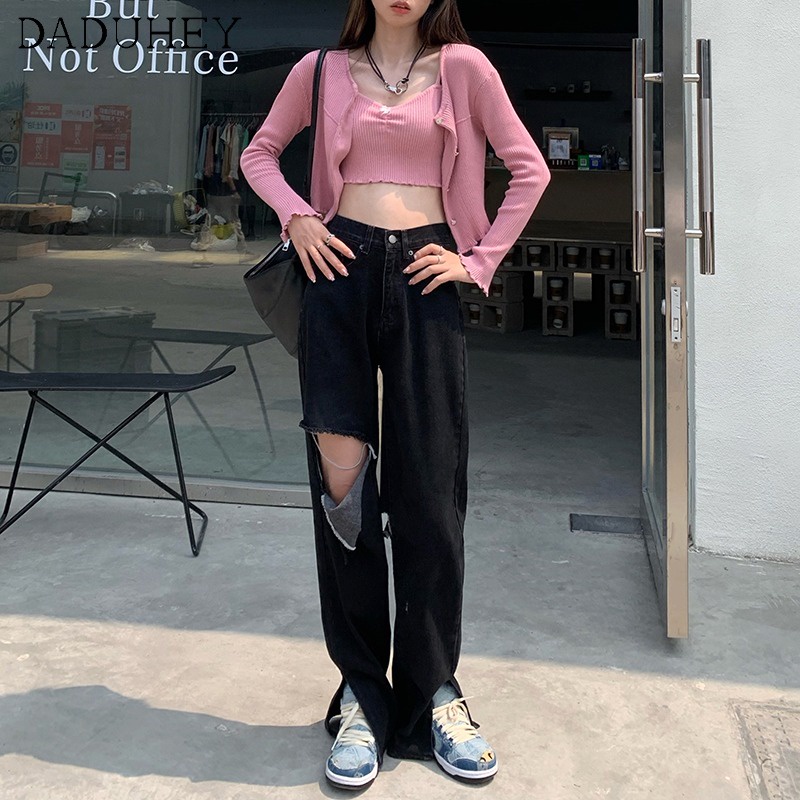Ảnh Quần jean daduhey ống suông xẻ tà cá tính thời trang dành cho nữ 4