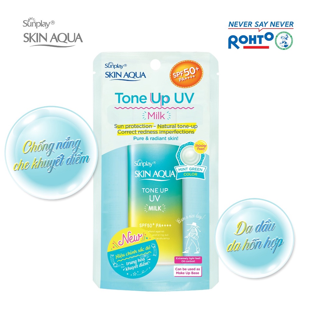 Ảnh Kem Chống Nắng Kiềm Dầu Nâng Tông SUNPLAY Skin Aqua Mint Green Tone Up Uv Milk Dạng Sữa 50g 1