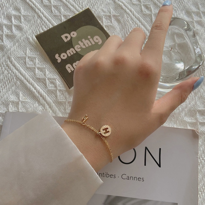 MIAOYA Vòng cổ Mặt Tròn Khắc Chữ H Đính Đá Zircon Nhiều Màu Sắc Thời Trang Cho Nữ