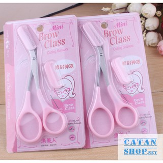 Kéo cắt tỉa chân mày Hàn Quốc 2 trong 1 - Kéo tỉa chân mày đẹp, kéo cắt lông mày Mini BrownClass GD338-keotiaCM