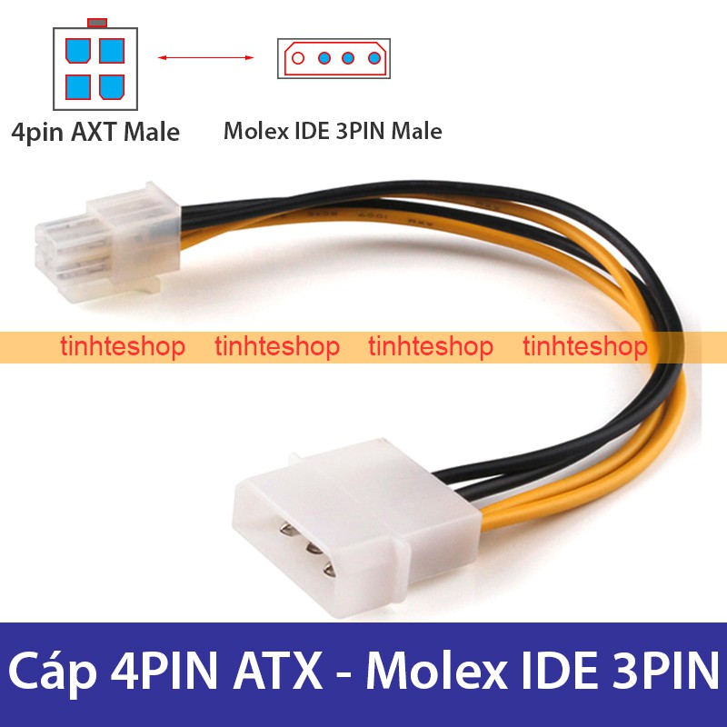 Molex 4-pin Peripheral Power Connector to 3-pin 12V Fan Socket Converter/Adapter