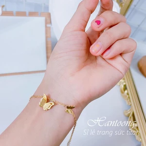 Vòng tay titan không gỉ lắc tay titan hình bướm đính kim sa lấp lánh xinh xắn dễ thương ngọt ngào