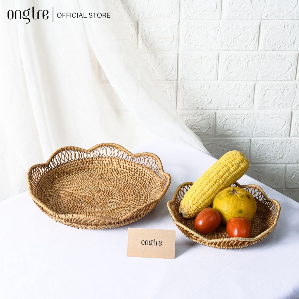 Khay Mây Tre Đan ONGTRE Hình Tròn, Bầu Dục, Khay Đựng Bánh Kẹo, Hoa Quả, Đồ Ăn, Decor Nhà Cửa, Khách sạn, Resort