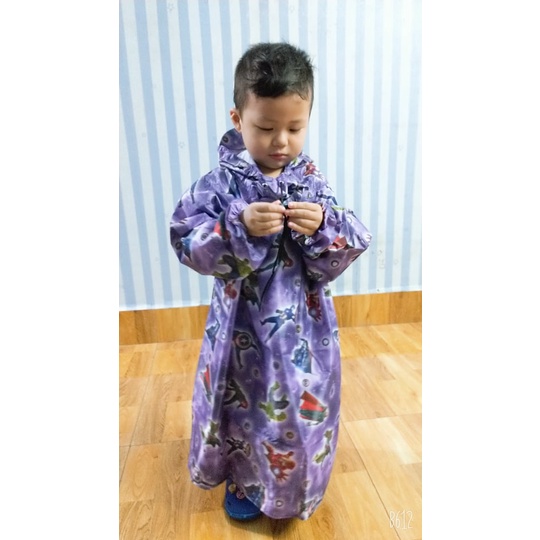 Áo mưa bít em bé vải dù siêu nhẹ in hoạ tiết