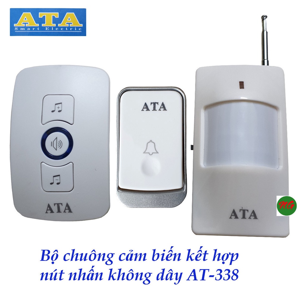 Bộ chuông báo khách báo trộm cảm ứng hồng ngoại ATA AT-338 kết hợp NÚT ...
