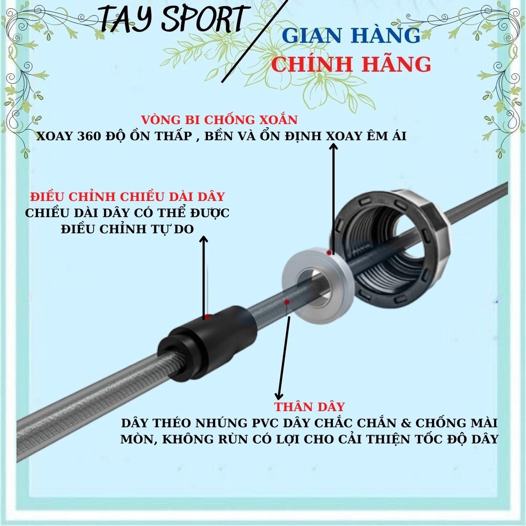 Dây Nhảy Lõi Thép Hỗ Trợ Giảm Cân Đốt Mỡ Bụng 2m7 tập thể thao Nam Nữ Có Thể Tùy Chỉnh Dài Ngắn