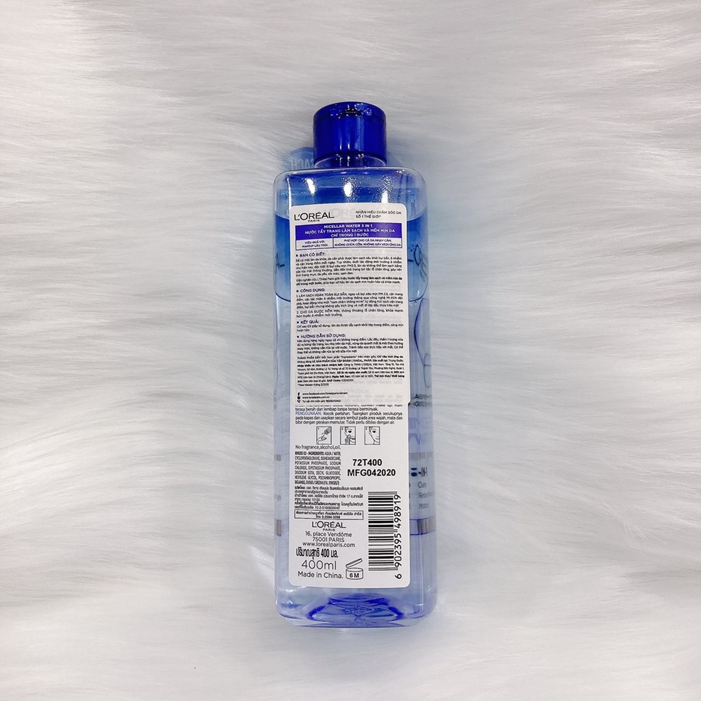 Ảnh Nước Tẩy Trang Cho Mọi Loại Da L'Oreal Paris 3-in-1 Micellar Water (95ml/400ml) 2